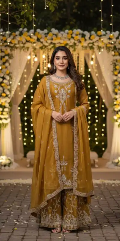 KD 1579 Mustered Zimmy Silk Salwar Suit Perfect for Wedding, Party, Karwa Chauth, Haldi, Eid – . Special Price ₹2099. Delivery 4-6 Working Days. Shop no | Jump Suits, Salwar suit, Casual Suits, Creative suits, Designer Suits, Palazzo Suits, Party Wear Suits, Patiala Suits, Straight Suits