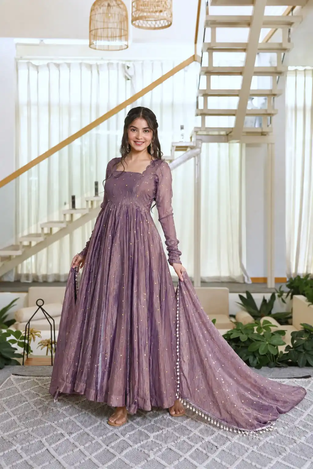 KD 1641 Lavender in Salsa Silk Embroidery Work & Sequins Work Gown . Get it for ₹2899. Delivery 4-6 Working Days. Online Shop now. | Gowns, Bollywood Gowns, Creative Gowns, Designer Gowns, Embroidered Gowns, Party Wear Gowns