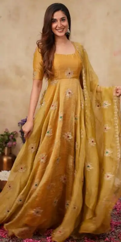 KD 1651 Mastered in Salsa Silk Embroidery Work & Sequins Work Gown . Get it for ₹2449. Delivery 4-6 Working Days. Online Shop now. | Gowns, Bollywood Gowns, Creative Gowns, Designer Gowns, Embroidered Gowns, Party Wear Gowns