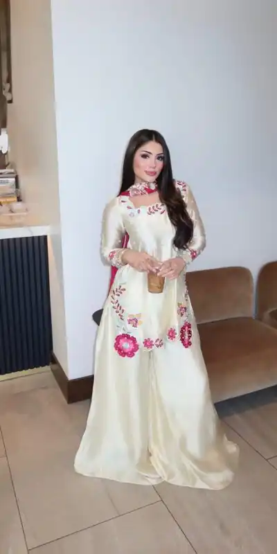 MF 525 Off White Color Roman Silk Salwar Suit with Embroidery Work. Available at ₹2399 only. Delivery 4-6 Working Days. Shop now. | Jump Suits, Salwar suit, Casual Suits, Creative suits, Designer Suits, Palazzo Suits, Party Wear Suits, Patiala Suits, Straight Suits