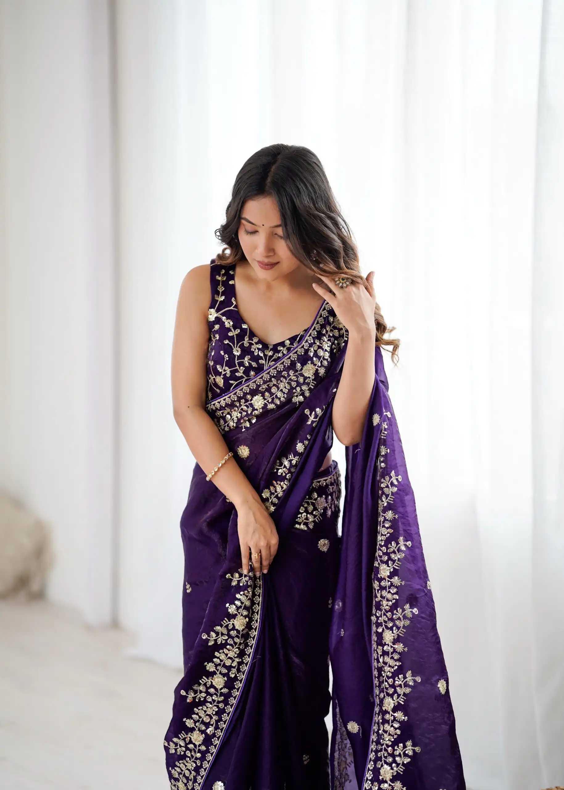 SP 89 Purple Color Fendy Silk Saree With Sequins Work. Wedding, Party, Festive, Events Get it for ₹1799. Delivery 4-6 Working Days. Online Best Shop now. | Sarees, Bollywood Sarees, Creative Sarees, Designer Sarees, Embroidered Sarees, Ethnic Saree, Modern Digital sarees, Party Wear Sarees