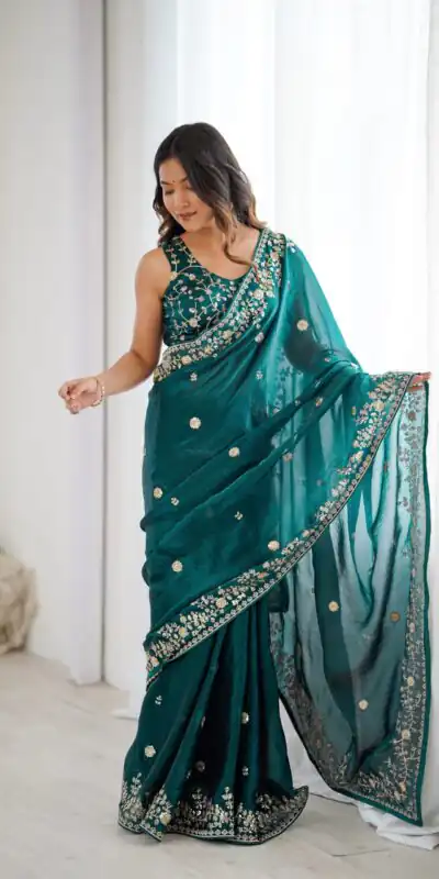 SP 89 Teal Color Fendy Silk Saree With Sequins Work. Wedding, Party, Festive, Events Get it for ₹1799. Delivery 4-6 Working Days. Online Best Shop now. | Sarees, Bollywood Sarees, Creative Sarees, Designer Sarees, Embroidered Sarees, Ethnic Saree, Modern Digital sarees, Party Wear Sarees