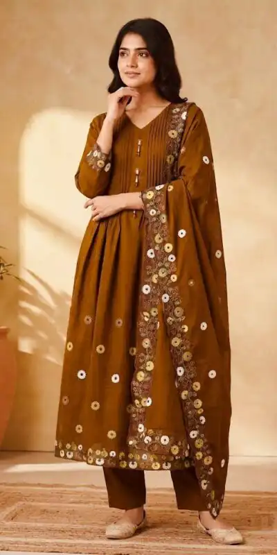 DIVA 181 Brown Mal Chanderi Salwar Suit Perfect for Wedding, Party, Baisakhi, Housewarming, Sangeet – Introductory Price ₹2299. Delivery 4-6 Working D | Jump Suits, Salwar suit, Casual Suits, Creative suits, Designer Suits, Palazzo Suits, Party Wear Suits, Patiala Suits, Straight Suits