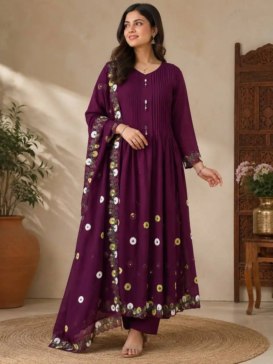 DIVA 181 Wine Mal Chanderi Salwar Suit Perfect for Wedding, Party, Baisakhi, Housewarming, Sangeet – Introductory Price ₹2299. Delivery 4-6 Working D | Jump Suits, Salwar suit, Casual Suits, Creative suits, Designer Suits, Palazzo Suits, Party Wear Suits, Patiala Suits, Straight Suits