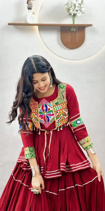 Ram 120 Maroon in Pure Cotton Mirror Work & Gamthi Work Lehenga Choli . Exclusive Offer ₹3049. Delivery 4-6 Working Days. Shop now. | Lehenga, Bollywood Lehenga, Creative Lehenga, Designer Lehenga, Embroidered Lehenga, Party Wear Lehenga
