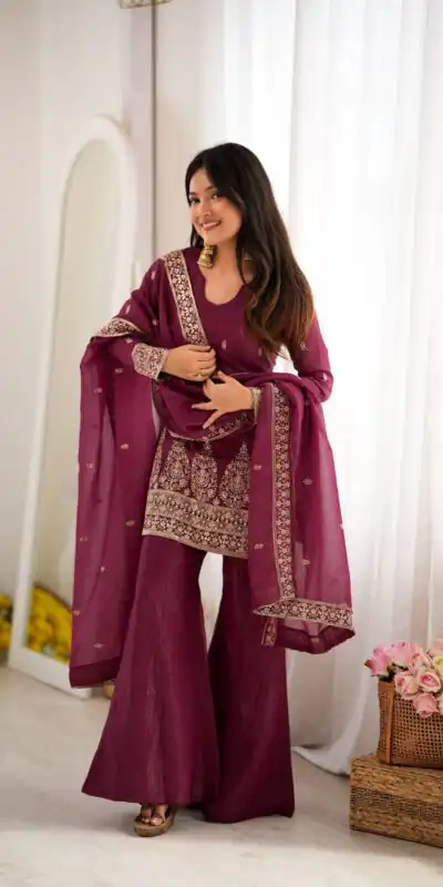 KB 316 Maroon Crunchy Silk Salwar Suit with Embroidery Work. Wedding, Party, Festive, Events Best Price ₹2299. Delivery 4-6 Working Days. Shop now. | Jump Suits, Salwar suit, Casual Suits, Creative suits, Designer Suits, Palazzo Suits, Party Wear Suits, Patiala Suits, Straight Suits