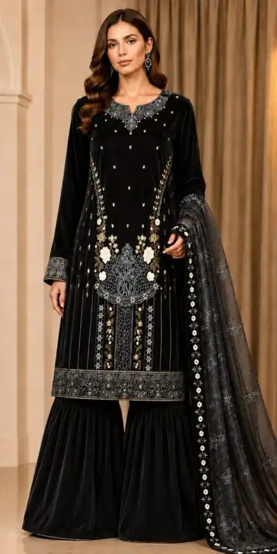 FC 729 Black 9000 Velvet Salwar Suit. Perfect for Wedding, Party, Bridal Wear, Onam, Karwa Chauth – Exclusive Offer ₹2999. Delivery 4-6 Working Days. | Jump Suits, Salwar suit, Casual Suits, Creative suits, Designer Suits, Palazzo Suits, Party Wear Suits, Patiala Suits, Straight Suits