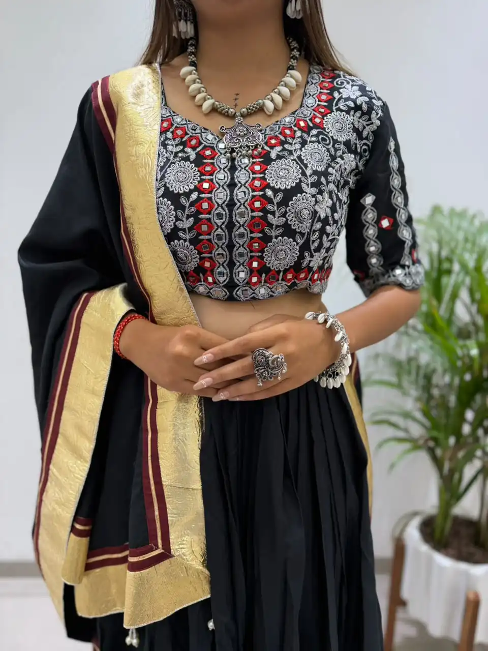 BE 507 Black Color Rayon Embroidery Work & Cowrie Work Lehenga Choli . Grab it for ₹1999. Delivery 4-6 Working Days. Shop now. | Lehenga, Bollywood Lehenga, Creative Lehenga, Designer Lehenga, Embroidered Lehenga, Party Wear Lehenga