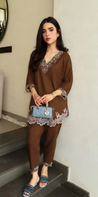 BE 511 Brown colour Trendy Brown French Crape Embroidery Work Kurti Get it for ₹1999. Delivery 4-6 Working Days. Shop now. | Kurti, Bollywood Kurti, Creative Kurtis, Designer Kurti, Party Wear Kurti, Selfie Kurti