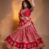 Trendy Pink Printed Rayon Mirror Work Lehenga Choli